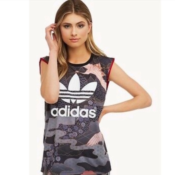 Adidas x Rita Ora Kimono Print Tank Top Size S UK 10 Japanese Inspired - Picture 1 of 11